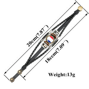 Nouveau bracelet en cuir vintage unisexe fait main avec motif drapeau national européen et accents de pierres précieuses pour <span class=keywords><strong>souvenirs</strong></span> touristiques Henan Mixte - Product Image 2