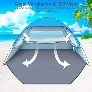Carpa de Playa Extensible de Instalación Instantánea con 3 Ventilaciones, Protección Solar, Impermeable, Protección UV, Carpa de Camping para Exteriores - Product Image 6