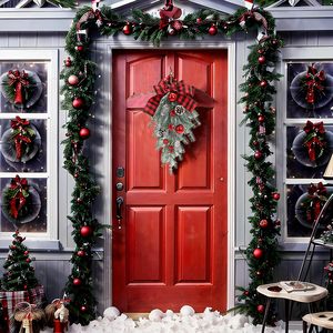 Giáng Sinh Teardrop Trang Trí Với Thông <span class=keywords><strong>Cone</strong></span> Red Bow Trong Nhà Ngoài Trời Tường Treo Vòng Hoa Trang Trí Nội Thất Lễ hội Swags Cho Cây Giáng Sinh - Product Image 4