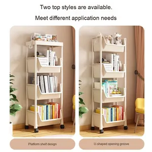 Casiers multicouches à roues simples pour enfants, fentes étroites, <span class=keywords><strong>petites</strong></span> bibliothèques, étagères de rangement contre le mur - Product Image 2