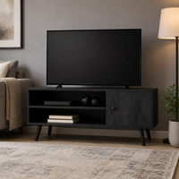 Meuble TV européen moderne avec étagère de rangement, taille et couleur personnalisables, mobilier de salon contemporain, meuble TV en bois noir