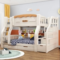 Litera Robusta de Madera Maciza para Niños Cama Madre e Hijo Multifuncional para el Hogar Cama Alta y Baja