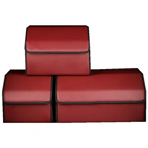Medium sized luxury car trunk organizer with lid portable car storage box suitable for all SUV models y PU leather car trunk org