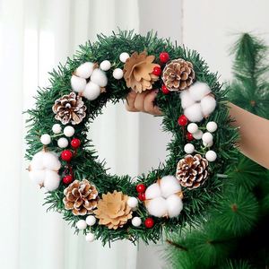 Guirlande de Noël, Décoration de Noël 30/40cm, Anneau de vigne de Noël, Décoration artificielle en coton et pommes de pin à suspendre à la porte - Product Image 2