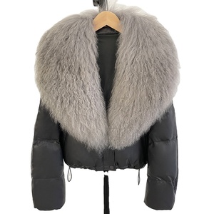 Veste d'hiver en <span class=keywords><strong>duvet</strong></span> de canard blanc de haute qualité pour femme, col en fourrure de laine véritable, nouvelle collection 25 - Product Image 1