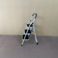 Garantie 1 an, échelle pliante en acier robuste à 4 marches, marchepieds larges antidérapants, capacité de charge de 150 kg, escalier pour la maison