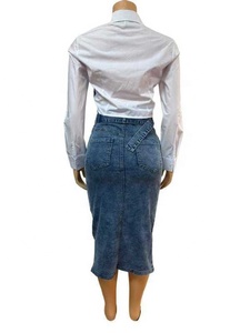 Completo Due Pezzi Moda 2026: <span class=keywords><strong>Camicia</strong></span> a Maniche Lunghe con Inserti e Gonna in <span class=keywords><strong>Denim</strong></span> con Cintura in Vita per <span class=keywords><strong>Donna</strong></span> - Product Image 4