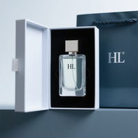 Flacon de parfum de luxe de forme plate personnalisé de 30ml/50ml/100ml avec boîte de luxe Flacon de parfum de luxe vide unique rechargeable
