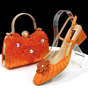 Chaussures à talons hauts élégantes et tendance, chaussures à bout ouvert nigérianes à talons hauts avec sac à main - Product Image 6