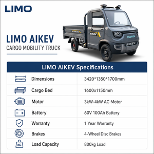 รถยนต์เคลื่อนที่ในเมือง LIMO แบบ 4 ล้อ รุ่นใหม่ มินิปิ๊กอัพ ความเร็วต่ำ สำหรับงานขนส่งหนัก  คุณสมบัติเด่นของซีรีส์ LIMO AIKEV - Product Image 5