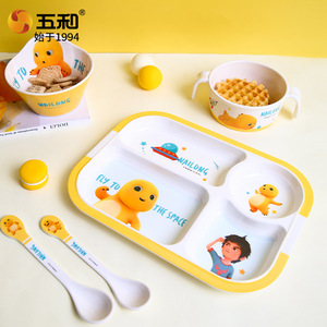 Wu He Childrens Tableware Set With Spoon And Cup For Kids Age 2 4 Years Cartoon Design Drop Proof Heat Resistant - Product Image 4