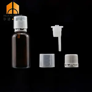 5ml Amber Plastic Essential Oil Bottle Pack With Black Tamper Evident Vertical Dropper Cap and Measuring Cup