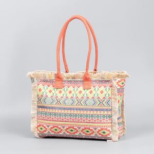 Bolso de mano con cremallera y borlas de cuatro lados para mujer, bolso de hombro tipo bandolera portátil con estampado de verano, bolso de playa para vacaciones en la playa - Product Image 3