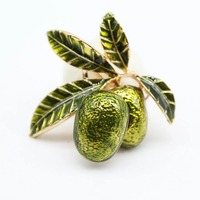 Vrouwen Mannen Fruit Legering Broche Sieraden Rood Groen Olijf Badge