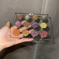 Palette de fards à paupières acryliques rechargeables 9/12 couleurs 15/16, boîte magnétique pour maquillage, organisateur de cosmétiques, étui pour poudres de beauté avec godets de 26 mm