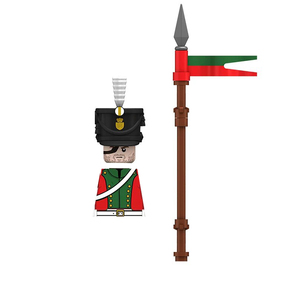 N037-040 Soldat de <span class=keywords><strong>cavalerie</strong></span> des guerres napoléoniennes avec drapeau et lance - Figurine en plastique ABS, petite pièce de construction - Jouet d'assemblage pour garçon - Product Image 4