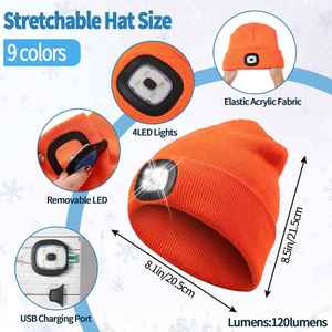 Vente en gros de chapeaux en acrylique de haute qualité pour femmes et hommes, chapeau de pêcheur avec lumière LED, casquette personnalisée avec broderie de logo - Product Image 2
