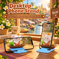 Support de téléphone éléphant blanc du Marché Flottant Thaïlandais, décoration de bureau mignonne, support de téléphone en PVC en forme d'éléphant de dessin animé, portrait ou paysage
