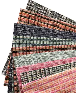 Wholesale Colorful Houndstooth Yarn Dyed Polyester Cotton Rayon Spandex Elastic Jacquard Knit TWEED Fabric