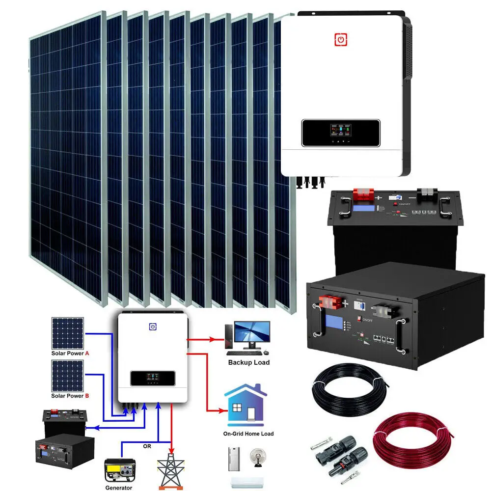 Off Grid Solarsystems 5000watt 10 000watt 15 000w Solar Generator Solar Energy System Home Mono Solar Panel Roof & Ground CN;ANH