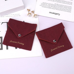 Custom Logo Printed Canvas <b>Envelope</b> Jewelry <b>Gift</b> Pouch Dust Flap Cotton Bracelet Packing Jewelry Bag - Product Image 2