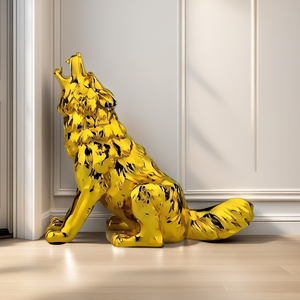 10 Cm Vàng Bạc Wolf Nhựa Thủ Công Điêu Khắc Bức Tượng Nghệ Thuật Cho Màn Hình Hiển Thị Trong Nhà Cho Văn Phòng Nhà Trang Trí Cho Quà Lưu Niệm Quà Tặng - Product Image 5