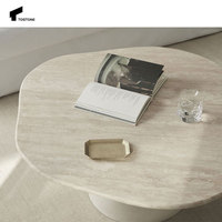 Table basse en travertin blanc naturel Tostone 2025, design tendance, pour un intérieur minimaliste, salon, villa, décoration intérieure