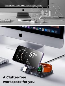 Nuevo <span class=keywords><strong>Cargador</strong></span> Inalámbrico Plegable LISEN Qi2 con Estación Magnética 3 en 1 para <span class=keywords><strong>iPhone</strong></span> 17 Pro Max, Reloj y Base de Carga Rápida para Viajes - Product Image 4