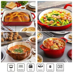 Marmite à pain <span class=keywords><strong>en</strong></span> <span class=keywords><strong>fonte</strong></span> émaillée avec couvercle, design moderne, compatible four, ustensile de cuisson durable pour cuisinière à gaz et à induction, type <span class=keywords><strong>cocotte</strong></span> hollandaise - Product Image 4
