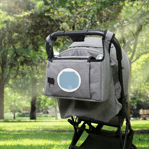 Sac suspendu en coton ATIBEI pour poussette, boîte à lingettes, <span class=keywords><strong>panier</strong></span> de rangement, personnalisé pour voiture d'enfant, gris - Product Image 6