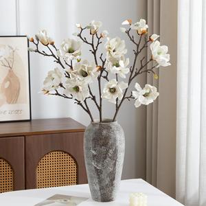 Branches de magnolia artificielles Meng Jie, 7 fleurs, blanc rose, arrangement floral décoratif pour la maison, accessoires de mariage - Product Image 4