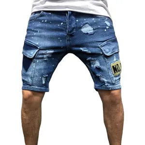Pantalones cortos de algodón para hombre, Vaqueros cortos ajustados, moda urbana, Hip Hop, informales, para playa