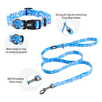Harnais pour chien réglable anti-traction OEM, ensemble avec collier assorti, laisse et sac à déjections, en néoprène, idéal pour la plage