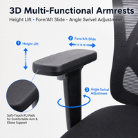 Chaise de bureau ergonomique à dossier haut en maille avec appui-tête, accoudoirs 3D, siège à cadre ouvert, chaises pivotantes pour le bureau à domicile