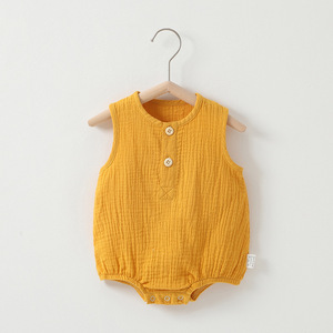 Hot Summer 100% Cotton Baby Sleeveless Pajamas Solid Color <strong>Vest</strong> Baby Jumpsuit Thin Baby Blank Romper <strong>for</strong> <strong>Newborn</strong> - Product Image 2