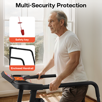 Caminadora Plegable para Personas Mayores con Pasamanos de Longitud Completa, Motor Silencioso, Absorción de Impactos, Pantalla LED, para Caminar y Correr en Casa