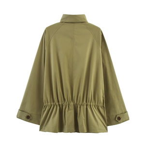 Cappotto Parka autunnale da donna personalizzato giacca verde militare con grandi tasche larghe OEM produttore di giacche all'ingrosso dirette della fabbrica - Product Image 2