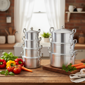 Ensemble de casseroles en aluminium multicouche à prix abordable - Ustensiles de cuisine en aluminium sablé de qualité alimentaire pour le marché du Nigéria, du Ghana et du Kenya - Product Image 6