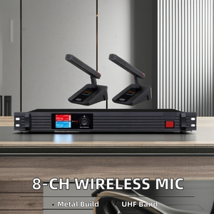 Système de microphone dynamique à col de cygne sans fil à 8 canaux Micro antibruit en métal pour les réunions de conférence et les tables - Product Image 3