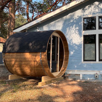 Taman rumah ruang Sauna uap kayu padat luar ruangan 6 orang barel Sauna