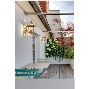Lámpara de pared de cobre para exteriores, bombilla incandescente impermeable E27 para iluminación de jardín y villa, forma cilíndrica de 150x520mm - Product Image 1