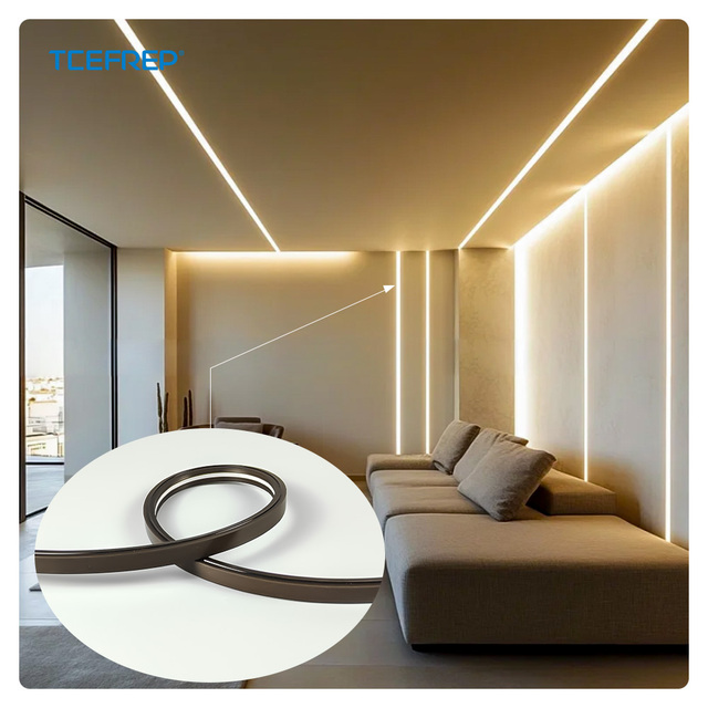 IP67 24V LED Wall Panel Light (Black Neon Style) Custom-Length Color-Changing Smart Remote Control CCT WPC Wall Panel LED Light