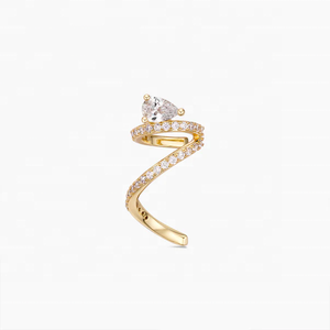 Manchette d'oreille <span class=keywords><strong>en</strong></span> argent Sterling 925 plaqué <span class=keywords><strong>or</strong></span> 18K sans <span class=keywords><strong>Piercing</strong></span>, bijoux de mode pour filles - Product Image 1