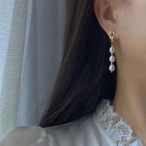 Ensemble de bijoux en perles d'eau douce pour femmes Hesiod, plaqué or, boucles d'oreilles à crochet enveloppantes, manchette, tendance pour les filles - Product Image 6