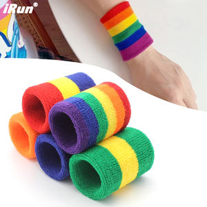 <span class=keywords><strong>IRun</strong></span> Striped Sweatbands Pulsera deportiva Muñequera de algodón Tenis Entrenamiento Banda para el sudor para hombres y mujeres - Product Image 1