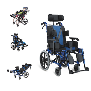 Fauteuil roulant manuel de paralysie cérébrale en aluminium pédiatrique inclinable de transport facile portable le plus léger - Product Image 2