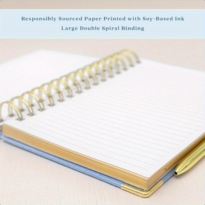 Diario forrado Tapa dura A5 Cuaderno de lino en espiral de papel Premium para oficina en casa - Product Image 4