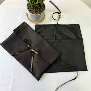 ChuangHua Wholesale Black Twill Cotton <b>Envelope</b> Pouch for Shoes Dress Cloth Dust Bag Logo Custom for Jewelry <b>Gift</b> Packaging - Product Image 3