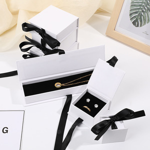 Factory Wholesale Eco-Friendly 2cm Ribbon Flip Jewelry <strong>Storage</strong> Gift <strong>Box</strong> High <strong>Cardboard</strong> Packaging Recycled Materials for Earring - Product Image 4