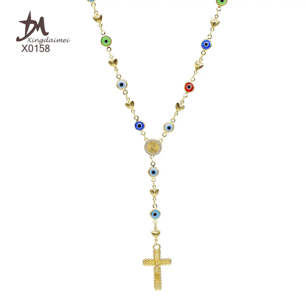 Collier religieux mauvais yeux, pendentif religieux en or 18k, X0158, nouveau design